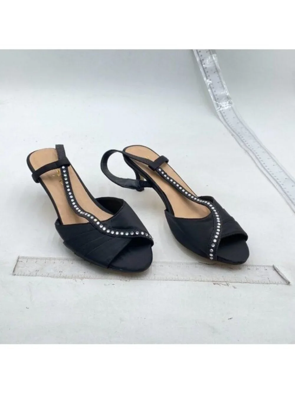 XYD Women Peep Toe Low Heel Sandals Strappy Satin Slingback Bridal Dressy Shoes